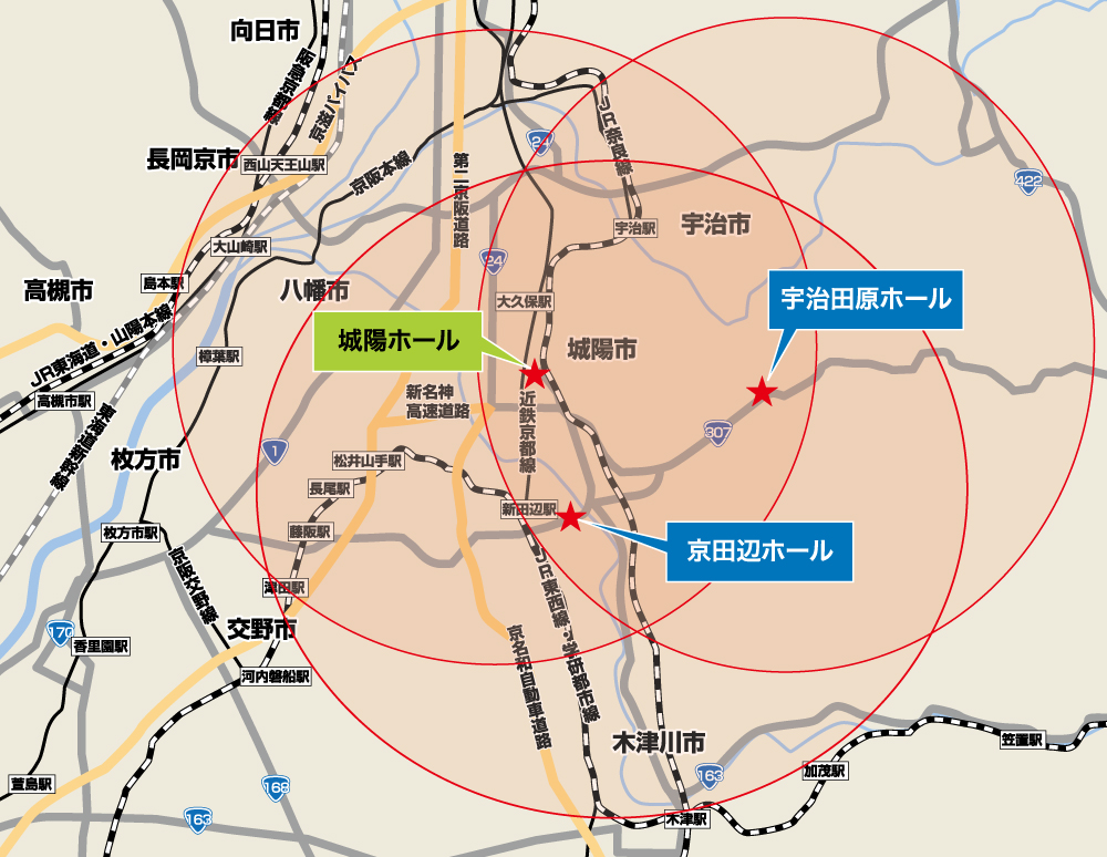 ホールまでの地図